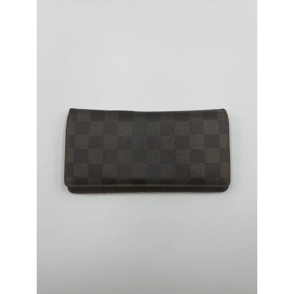 Authentic Louis Vuitton Vintage Brazza Wallet Men's Brown Damier Graphite Zip